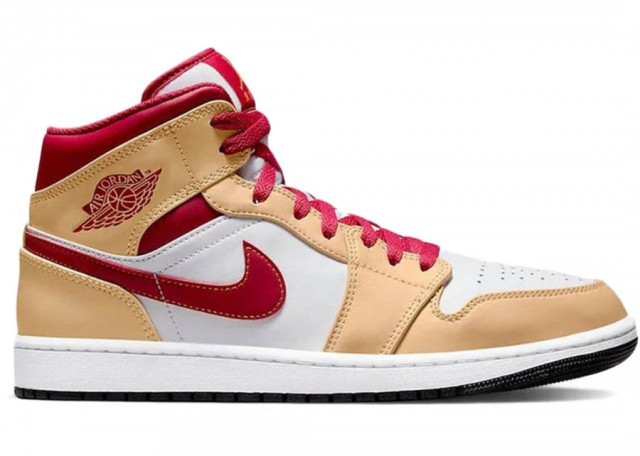 Air Jordan 1 Mid 'Light Curry Cardinal Red' - SneakerCharter.com