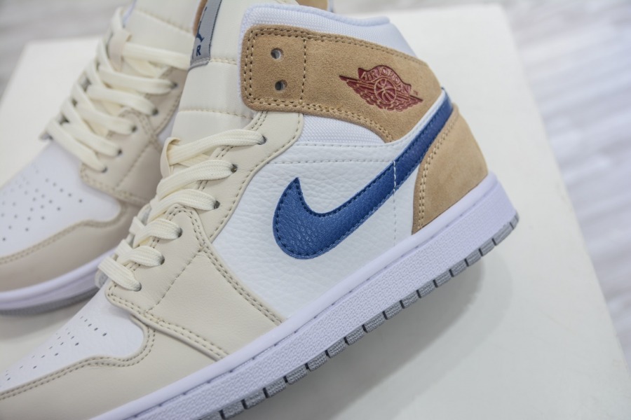 Air Jordan 1 Mid 'White Khaki Blue Void'