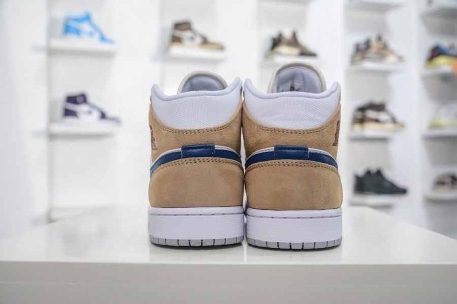 Air Jordan 1 Mid 'White Khaki Blue Void'