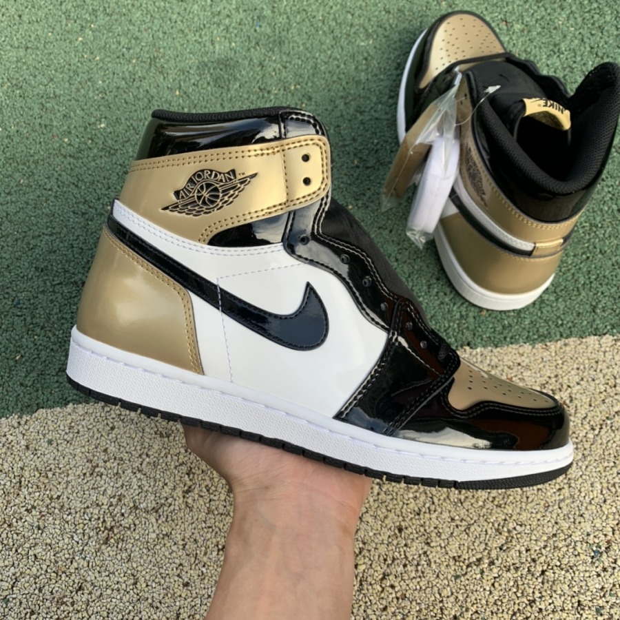 patent gold toe jordan 1